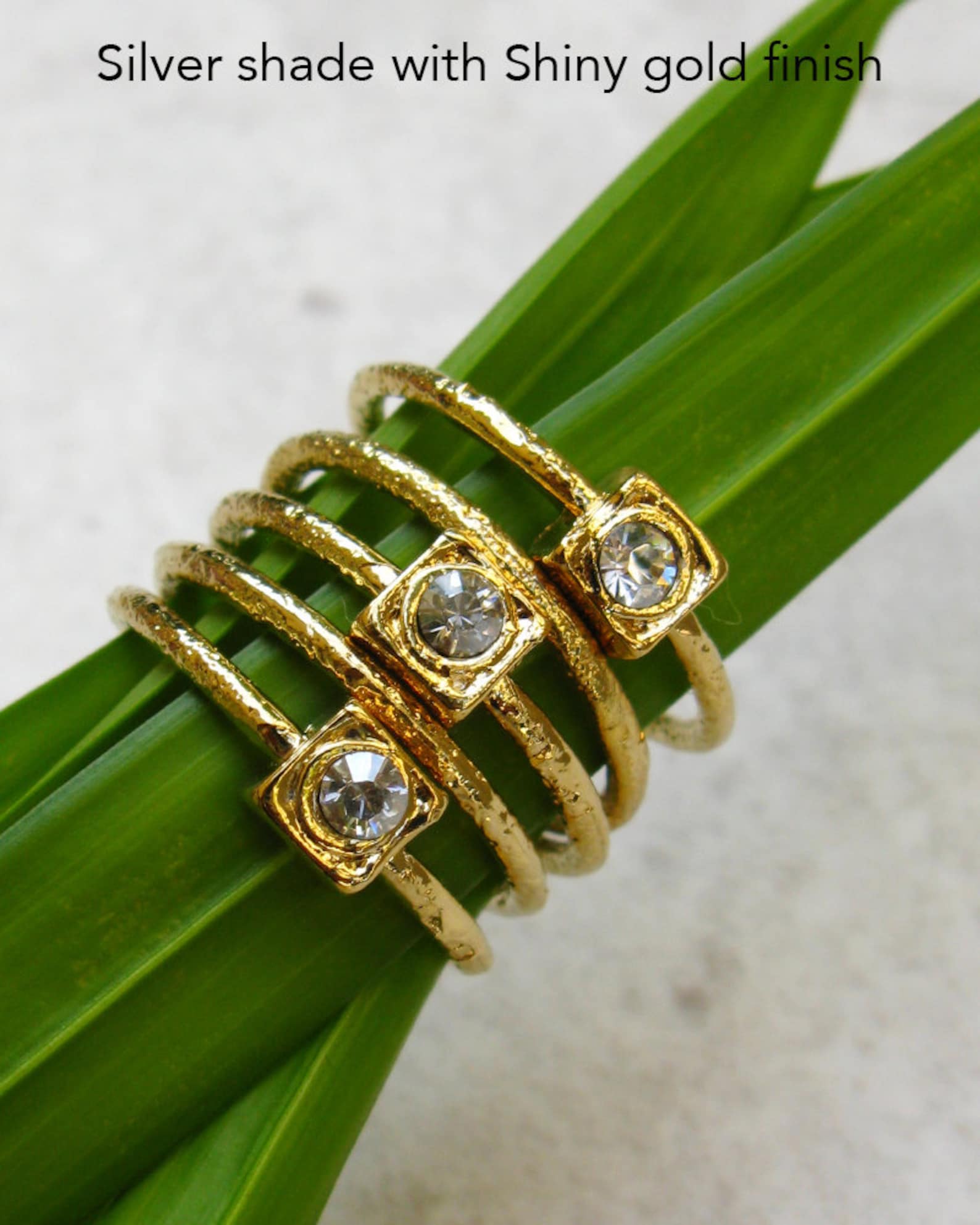 Crystal Ring Set Gold Stackable Rings Swarovski Rings for Etsy