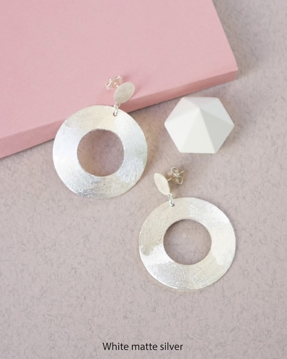 Aneneiceera Vintage Chunky Orecchini A Cerchio Largo Martellato Argento Orecchino Cerchio Aperto Grande Cerchio Orecchino Penzoloni Geometrico Orecchini Rotondi Per Le Donne (argento