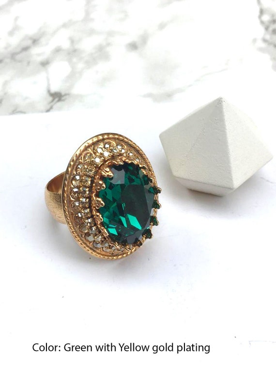 Women's Designer Green Cocktail Rings | Wolf & Badger