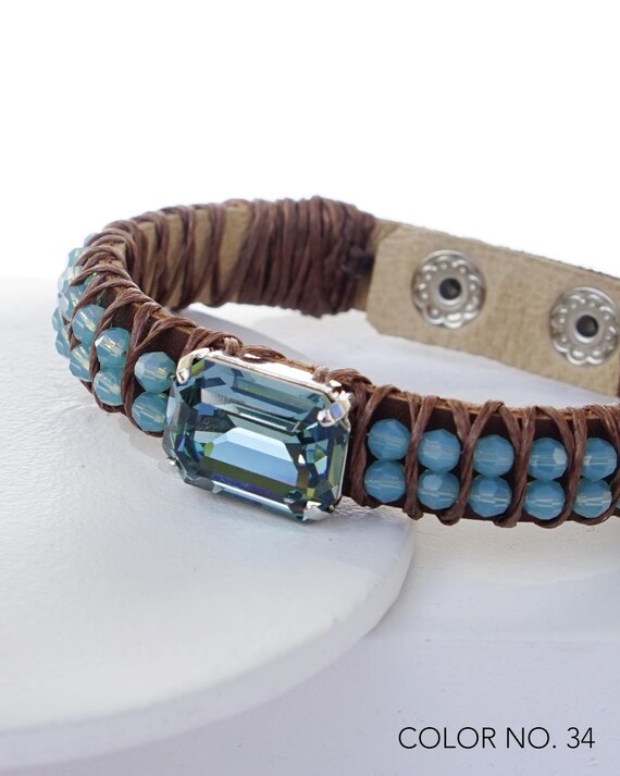 Leather Bracelets for Women, Blue Bracelet, Leather Strap Bracelet