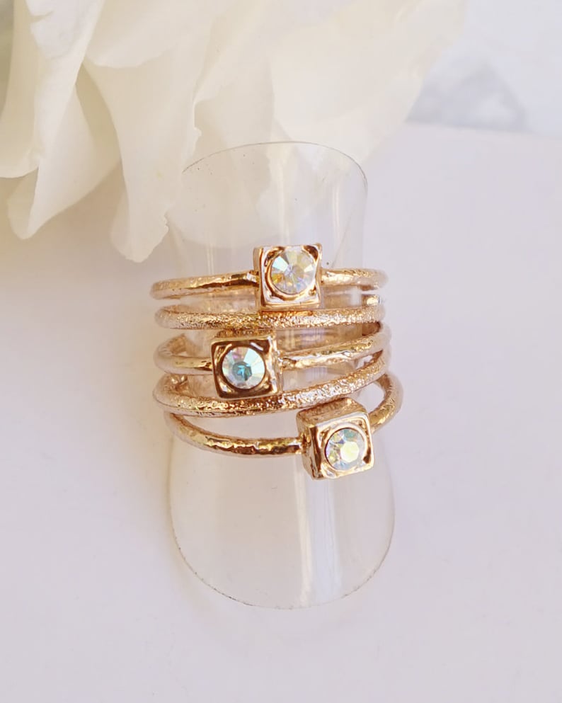 Crystal Ring Set Rose Gold Stackable Rings Swarovski Rings Etsy