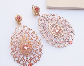 Persian Jewelry, Lightweight Earrings, Persian Earring For Women, Gold Filigree Earrings, Statement Earrings, Gold Earrings Women