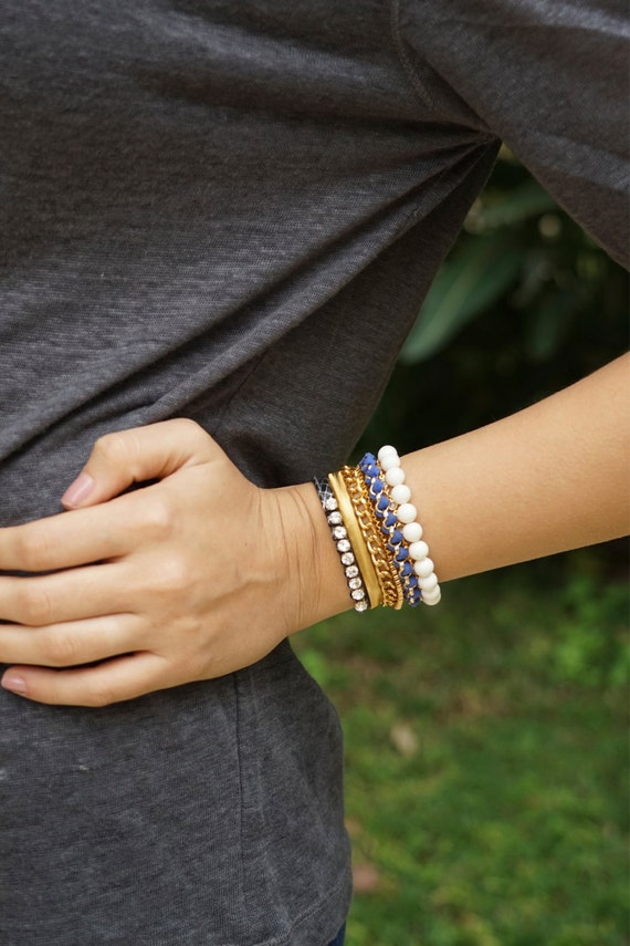 Set Di 10 Braccialetti Impilabili Oro Per Donna - Gioielli Boho Rigidi, Bracciali Alla Moda - 2