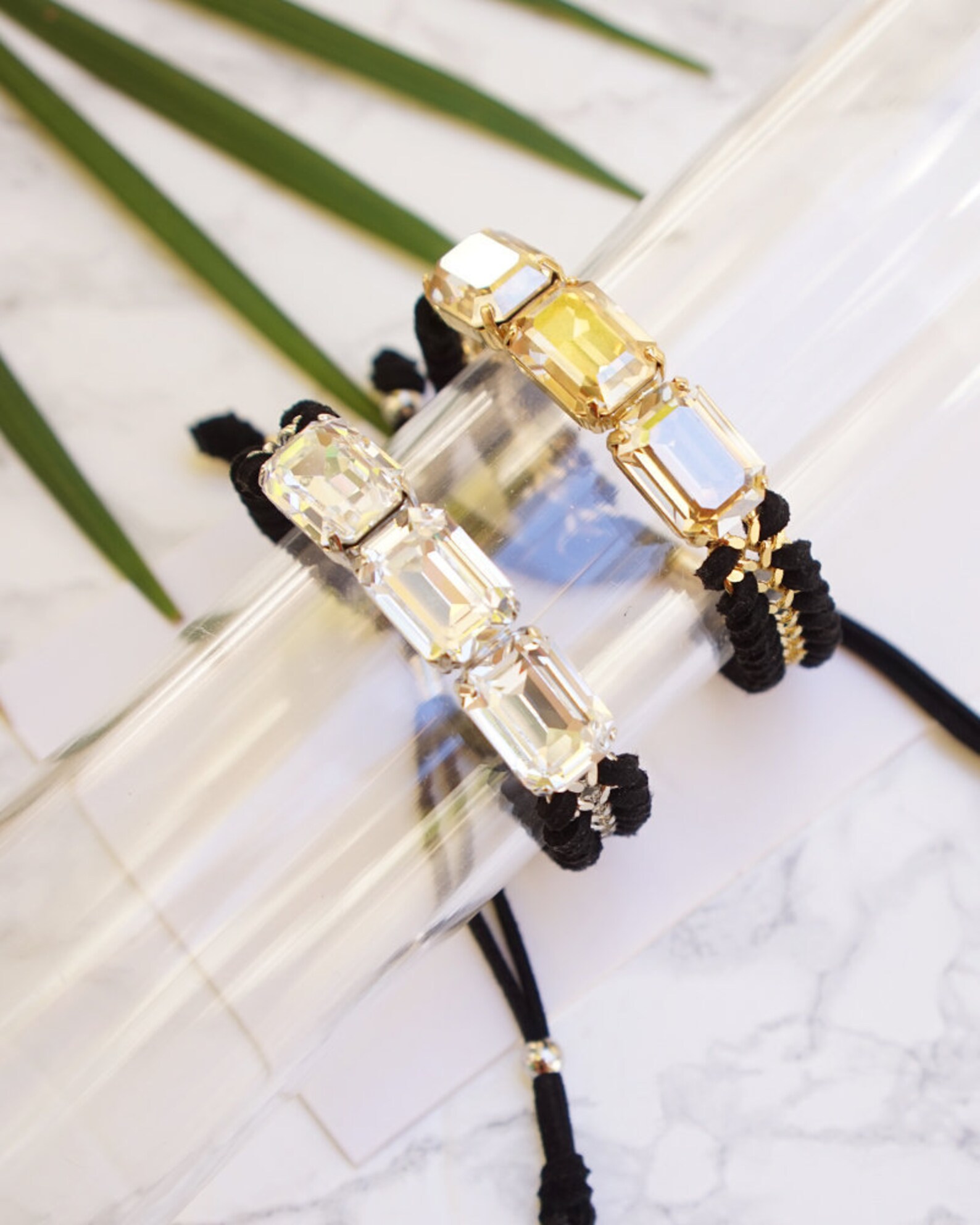 Swarovski diagonal bracelet black leather Clearance