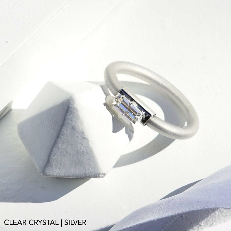 Clear Stone Ring, Silicone Rings For Women, Stone, Rubber Rings, Unique, Emerald Cut Rings, Thin Silicone Ring, Women Silicone Ring