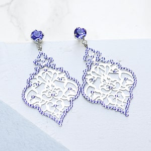 Silver Persian Earrings With Stones, Statement Earring, Chunky Earrings,Crystal, Gold Oriental Earrings, Persian, Unique Earrings For Women