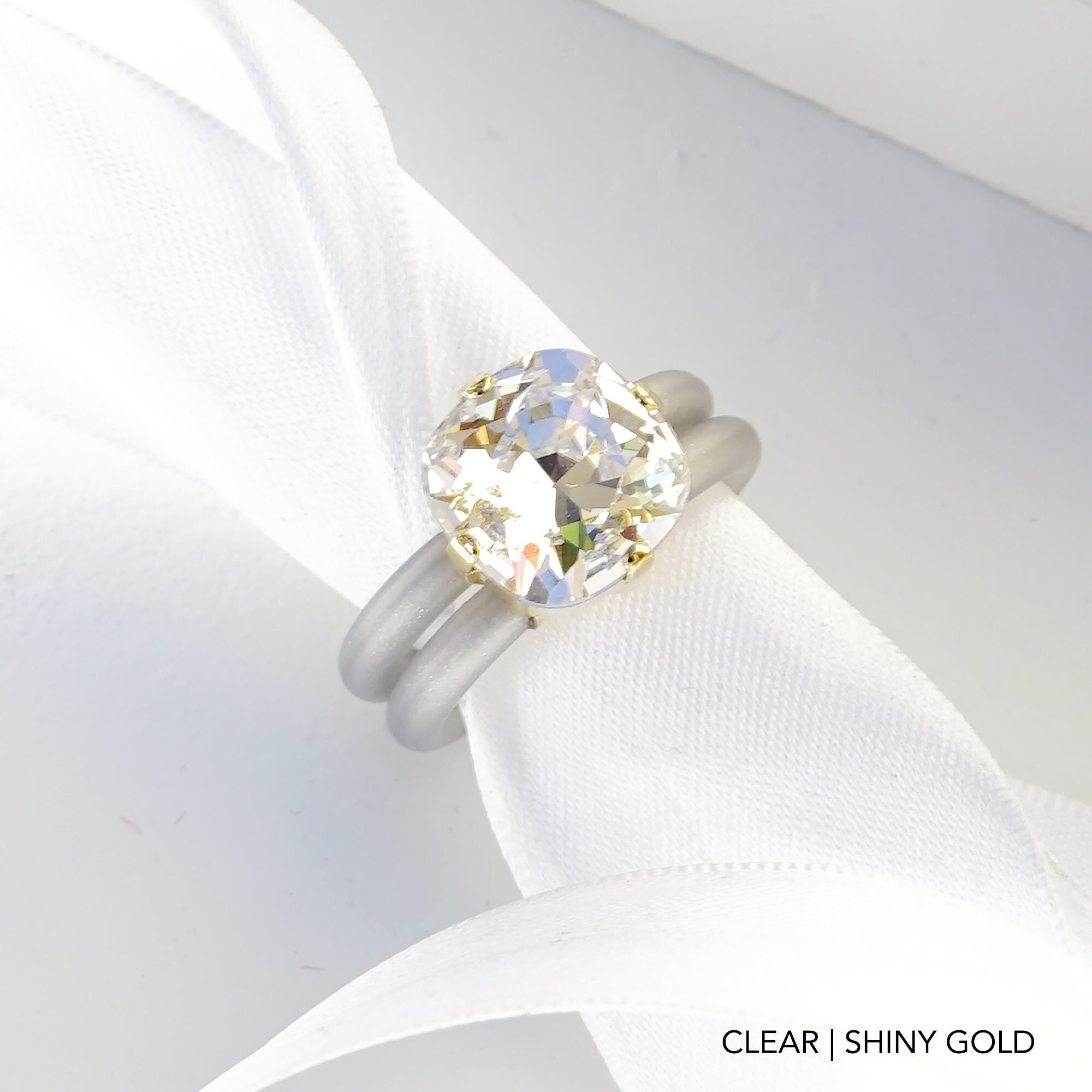 Klarer Stein Ring, Silikon Ring, Kautschuk Ring Band, Verlobung, Silber Silikon Ringe Frauen, klarer Kristall Stein Ring für Frauen