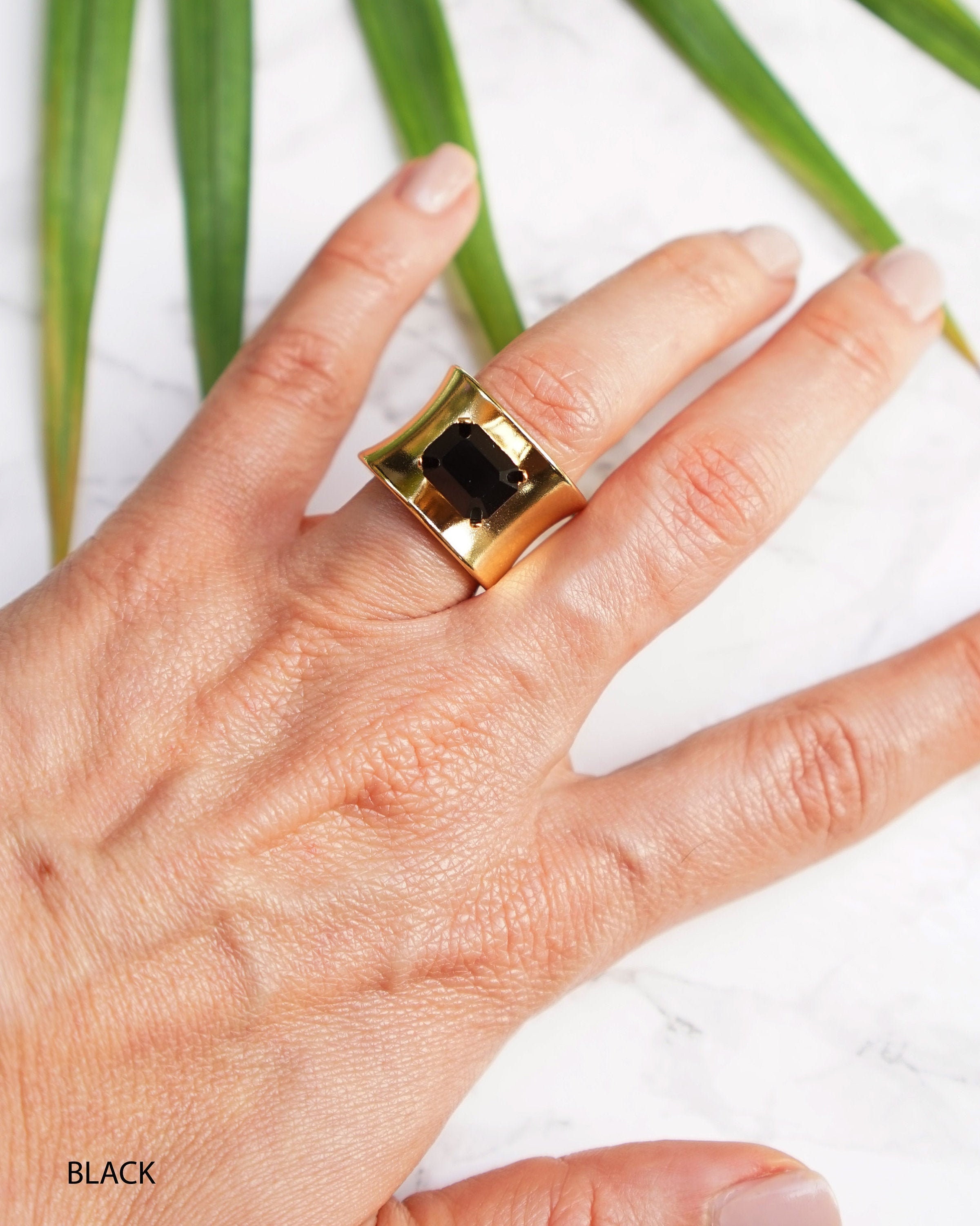 Wide Band Rings for Women Thick Gold Ring Unique Rings for Women