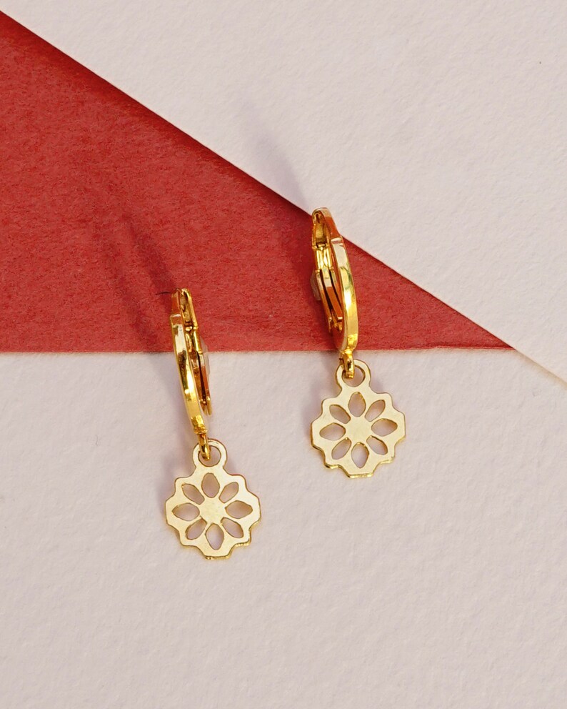 Huggie Hoop Earrings Huggie Earrings With Charm Charm Etsy