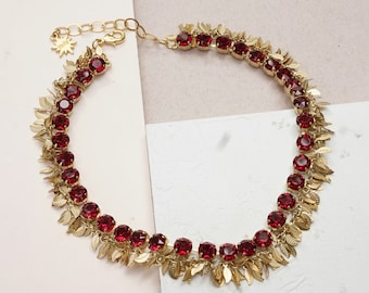Ruby Necklace Women, Red Necklace, Rhinestone Necklace, Ruby Choker, Red Wedding Necklace, Jewelry For Women, Red Crystal Necklace