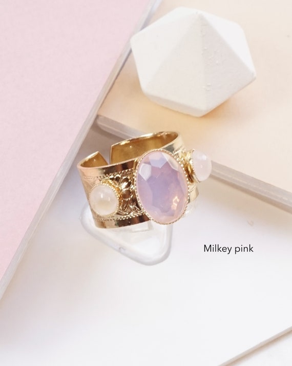 Opal and clearance rose quartz ring