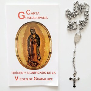 Carta Guadalupe Origen y Significado de la Virgen de Guadalupe y Rosario de Stainless Steel