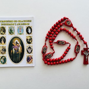 Rosario de pétalos de rosa católicos hechos a mano con aroma a mano de  Nuestra Señora de Fátima para mujer, hechas en Portugal, rojo, 19 pulgadas  de