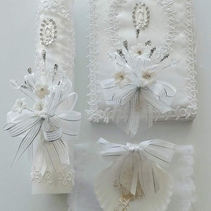Baptism Silver Rhinestones Candle Set - Juego De Vela De Bautizo - Spanish- Baptism Party Pack- Baptism Accessory En Español