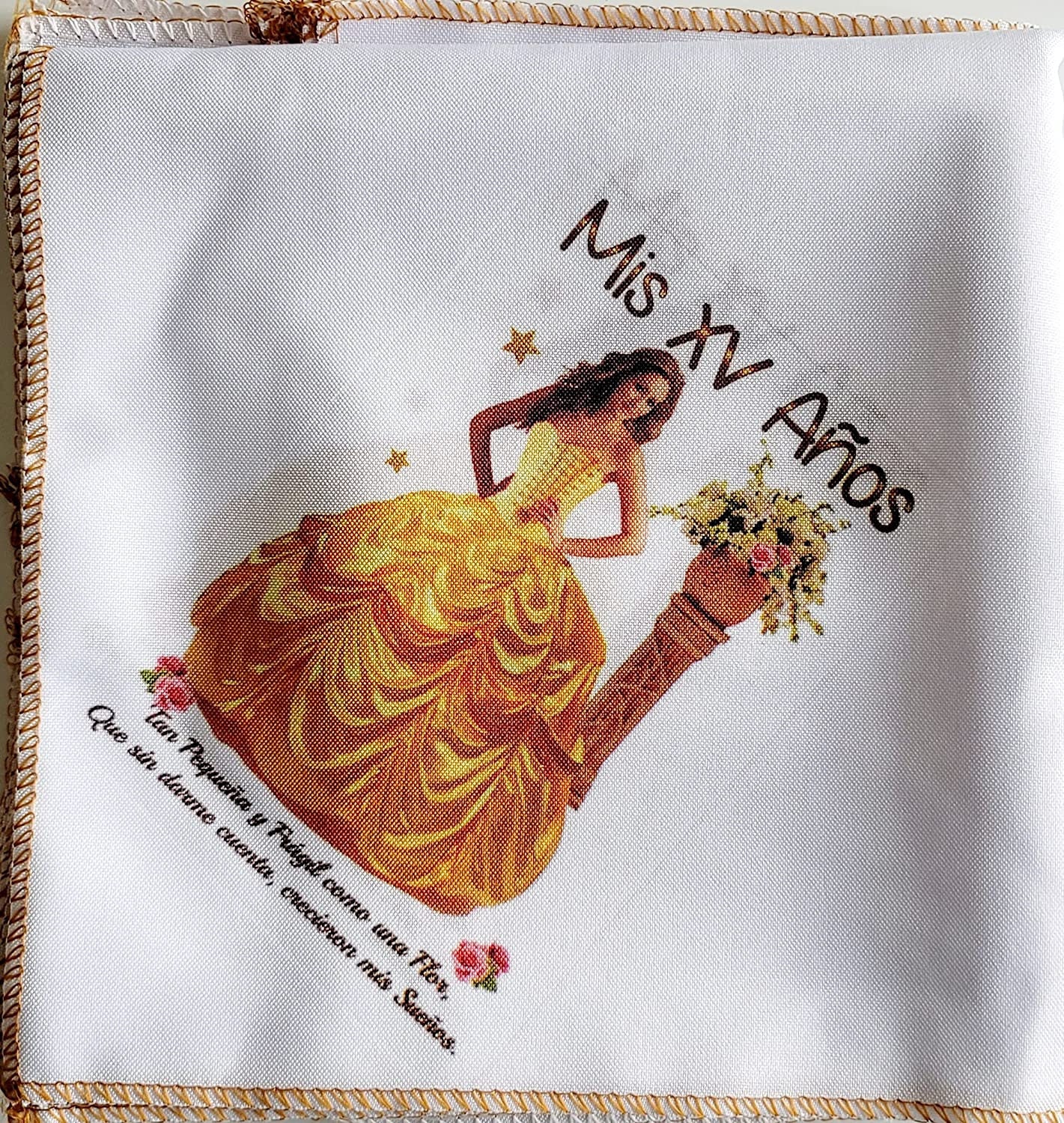 Recuerdos para Mis Quince Anos Dorados 12 Servilletas de Tela - Etsy España