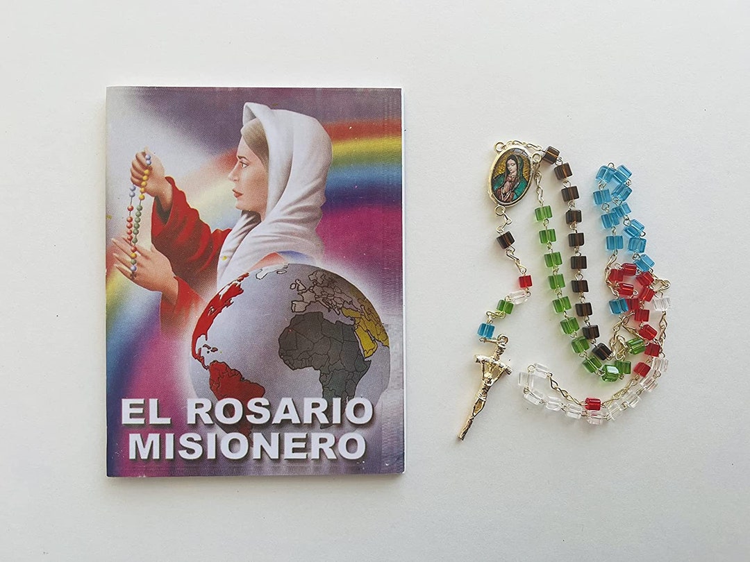 Libro De Rezo "el Rosario Misionero" Con Rosario De Cristal De