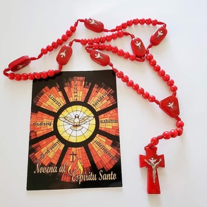 Metodo para Rezar la Novena al Espiritu Santo y Rosario de Madera