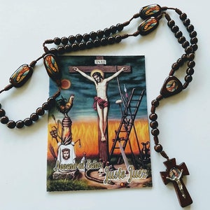 Libro Novena al Senor Justo Juez con Rosario de Madera Hecho a Mano immagine 1