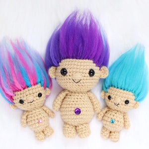 PATTERN BUNDLE- Mini And Regular Sized Troll Pattern- PDF Pattern Only- Amigurumi Troll- Crochet Troll- Trolls- 90&#39;s