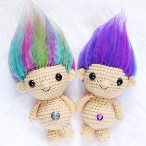 Amigurumi Troll Pattern- PDF PATTERN ONLY- Troll Pattern- Trolls- Fantasy Creatures- 90&#39;s- Crochet Troll- Crochet Troll Pattern