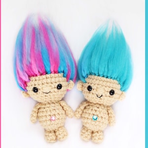 Patrón MINI Troll- Archivo PDF SOLAMENTE- Troll de los 90- Mini Troll- Amigurumi Troll- Patrón Troll de Ganchillo