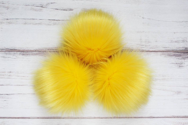 Yellow Faux Fur Pom Poms Fur Poms Poms for Beanies Etsy