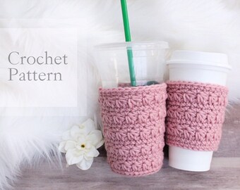 Modèle de manchon à café en point d'étoile - Modèle PDF - Fichier numérique uniquement - Modèle de crochet - Modèle de manchon à café au crochet - Manchon pour tasse à café froid