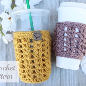 Puff Stitch Coffee Cozy Pattern- PDF PATTERN- Digital File ONLY- Crochet Pattern- Crochet Coffee Sleeve Pattern - Cold Brew Cup Cozy