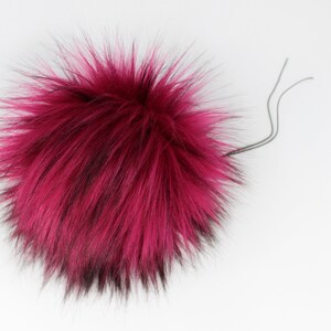 Fuchsia/Black Mix Faux Fur Pom OR DIY Square Fur Poms Faux Fur Poms Poms For Beanies Fluffy Pom Poms Pink Poms image 3