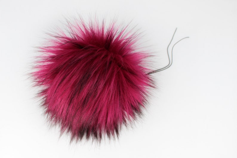 Fuchsia/Black Mix Faux Fur Pom OR DIY Square Fur Poms Faux Fur Poms Poms For Beanies Fluffy Pom Poms Pink Poms image 3