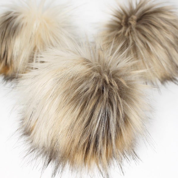 Neutral Mix Faux Fur Pom OR DIY Square  - Fur Pom - Pom For Beanies - Fluffy Pom Pom- Pom Pom- Faux Fur