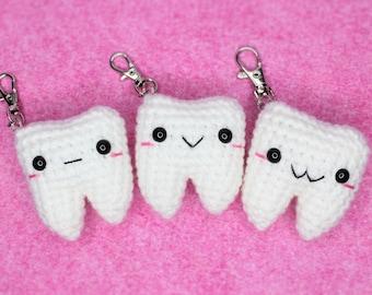 Tooth Keyhain- Crochet Tooth- Amigurumi Tooth- Dental- Gifts For Dentists- Hygienists- RDA- Teeth- Kawaii