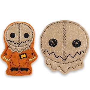 Spooky Doll Vinyl Feltie Set of 3 UNCUT- Feltie- Vinyl appliqué- Vinyl Embellishment-