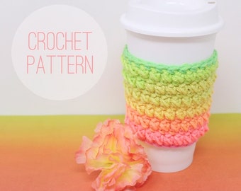 Mini Puff Stitch Coffee Cozy PATTERN ONLY- PDF File- Coffee Cozy- Cup Cozy- Cozie- Coffee Sleeve-