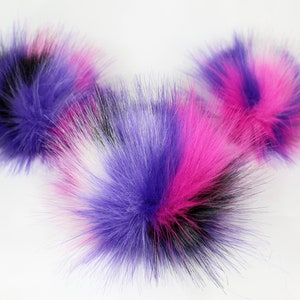 Pink/Purple Mix Faux Fur Pom OR DIY Square- Fur Pom - Pom For Beanies - Fluffy Pom Pom-