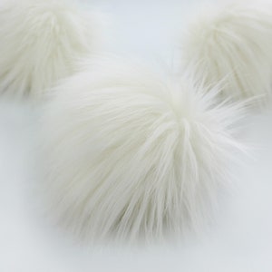 Ivory Faux Fur Pom OR DIY Square Cut -  Fur Pom - Faux Fur Pom- Pom For Beanies - Fluffy Pom Pom-