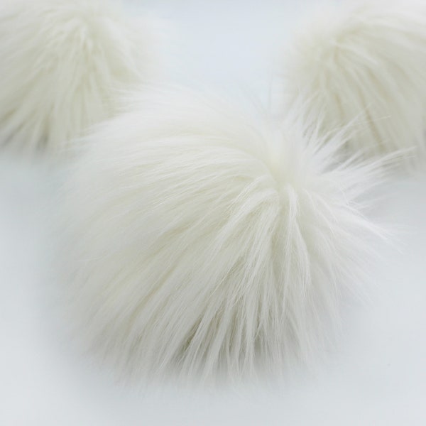 Ivory Faux Fur Pom OR DIY Square -  Fur Pom - Faux Fur Pom- Pom For Beanies - Fluffy Pom Pom-