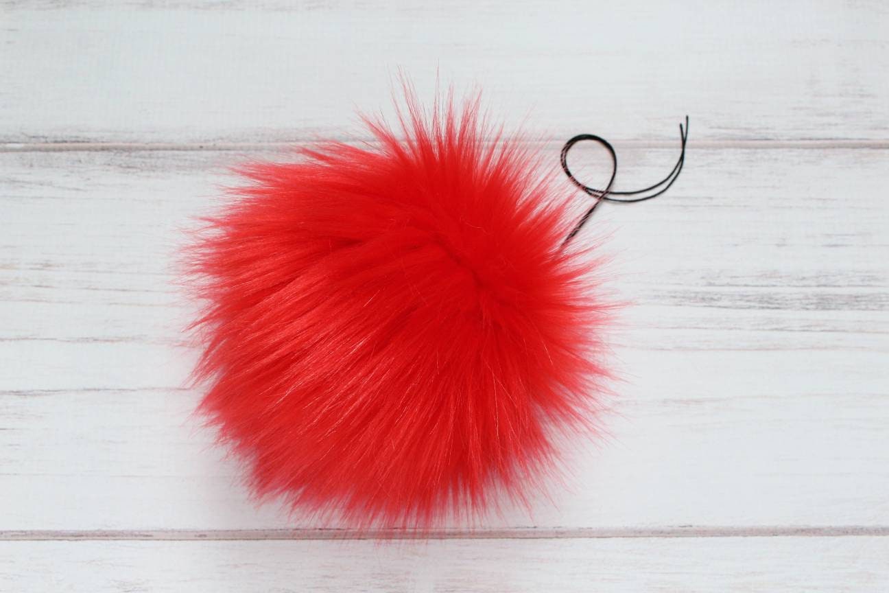 Red Faux Fur Pom Poms Fur Poms Poms for Beanies Fluffy Etsy