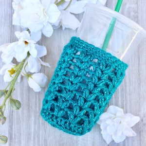 Puff Stitch Coffee Cozy Pattern PDF PATTERN Digital File ONLY Crochet Pattern Crochet Coffee Sleeve Pattern Cold Brew Cup Cozy image 5