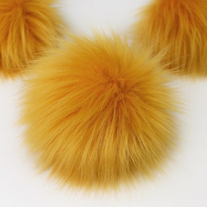 Gold Faux Fur Pom OR DIY Square Cut- Fur Pom - Pom For Beanies - Fluffy Pom Pom- Gold Pom Pom