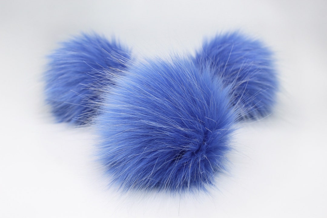 Blue Frost Faux Fur Pom OR DIY Square- Fur Pom - Poms for Beanies ...