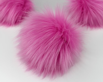 Bubble Gum Pink Faux Fur Pom OR DIY Square Cut - Fur Pom - Pom For Beanies - Fluffy Pom Pom