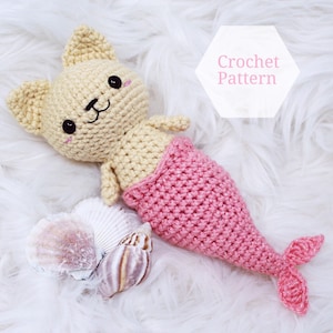 Amigurumi Merkitty Pattern- Crochet Pattern- Fantasy Sea Creatures- Purrmaid- Kawaii- Mermaid Kitty -PATTERN ONLY