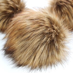 Brown Bear Faux Fur Pom OR DIY Square - Fur Pom - Pom For Beanies - Fluffy Pom Pom- Pom Pom-Tan Pom Pom