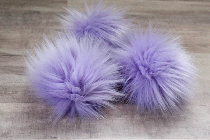 Fur Poms Poms For Beanies Fluffy Pom Poms Lavender Faux Fur Pom Poms