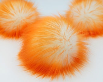 Orange Pop! Faux Fur Pom OR DIY Square - Fur Pom - Poms For Beanies - Fluffy Pom Pom- Orange Pom Pom