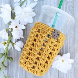 Puff Stitch Coffee Cozy Pattern PDF PATTERN Digital File ONLY Crochet Pattern Crochet Coffee Sleeve Pattern Cold Brew Cup Cozy image 2