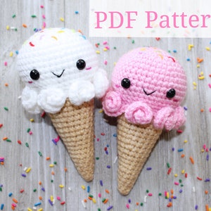 Amigurumi Ice Cream Cone- Crochet Ice Cream Cone- Amigurumi Pattern- PDF Pattern ONLY- Kawaii- Crochet Kawaii- Crochet Pattern
