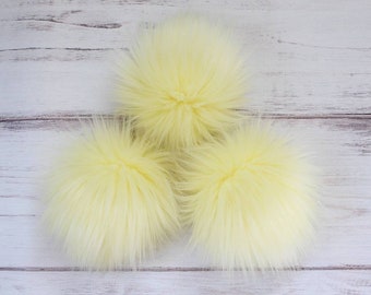 Lemonade  Faux Fur Pom OR DIY Square -Soft Yellow Fur Pom - Faux Fur Pom- Pom For Beanies - Fluffy Pom Pom- Yellow Pom Pom