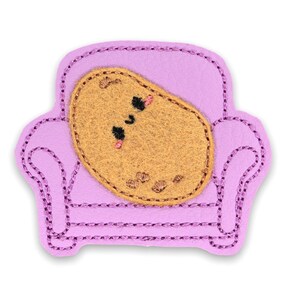 Couch Potato Vinyl Feltie Set of 3 UNCUT- Feltie- Vinyl appliqué- Vinyl Embellishment-